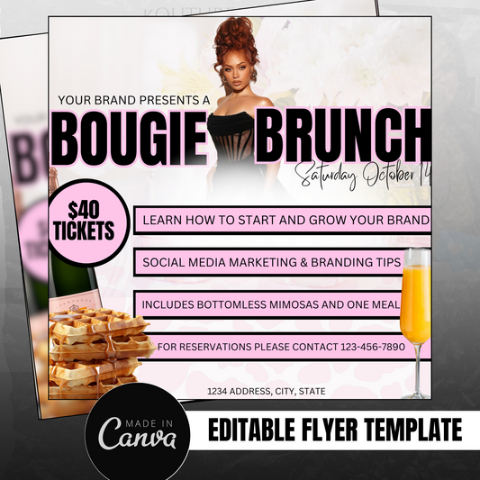 Bougie Brunch Flyer- Editable Canva Template
