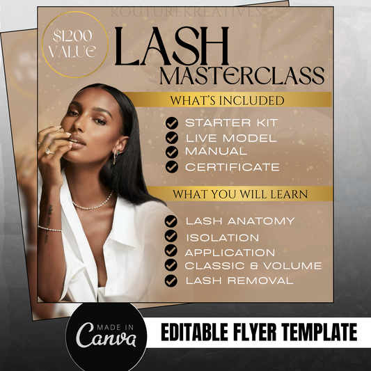 Lash Masterclass Flyer- Editable Canva Template