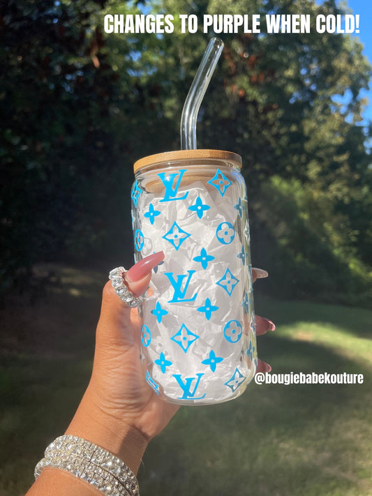 Designer Inspired Glass Tumbler | With Color Changing Vinyl