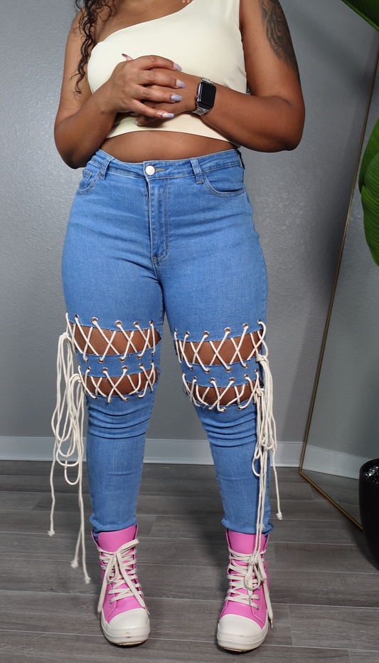 women skinny jeans unique with strings