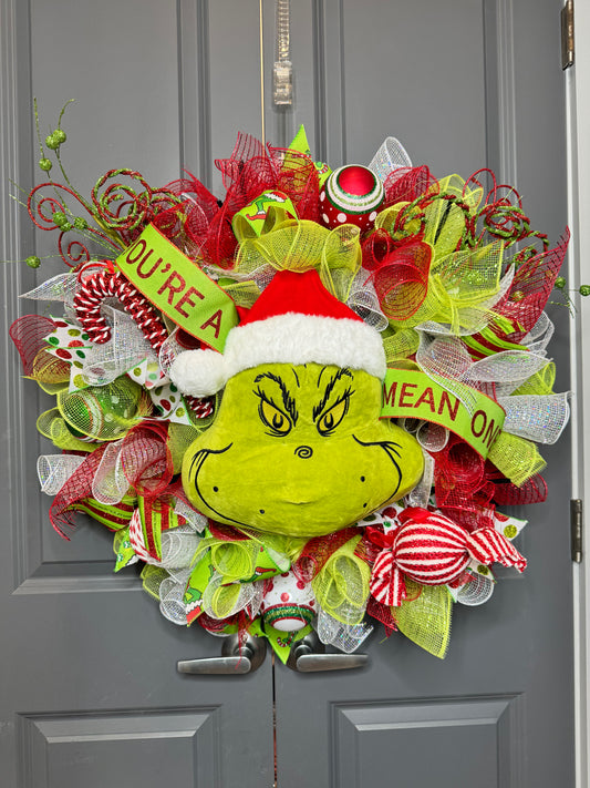 Green Monster Christmas Wreath Decor